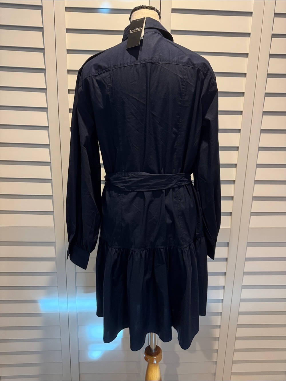 Lauren Ralph Lauren Navy Button-Front Shirt Dress with Tie Waist - Picture 6 of 14